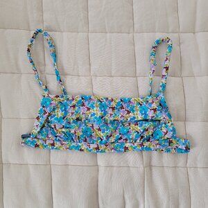 Blue Floral Bathing Suit Top